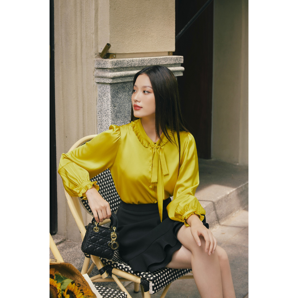 BSSM20 SƠ MI BASIC LỤA CỔ BÈO NƠ