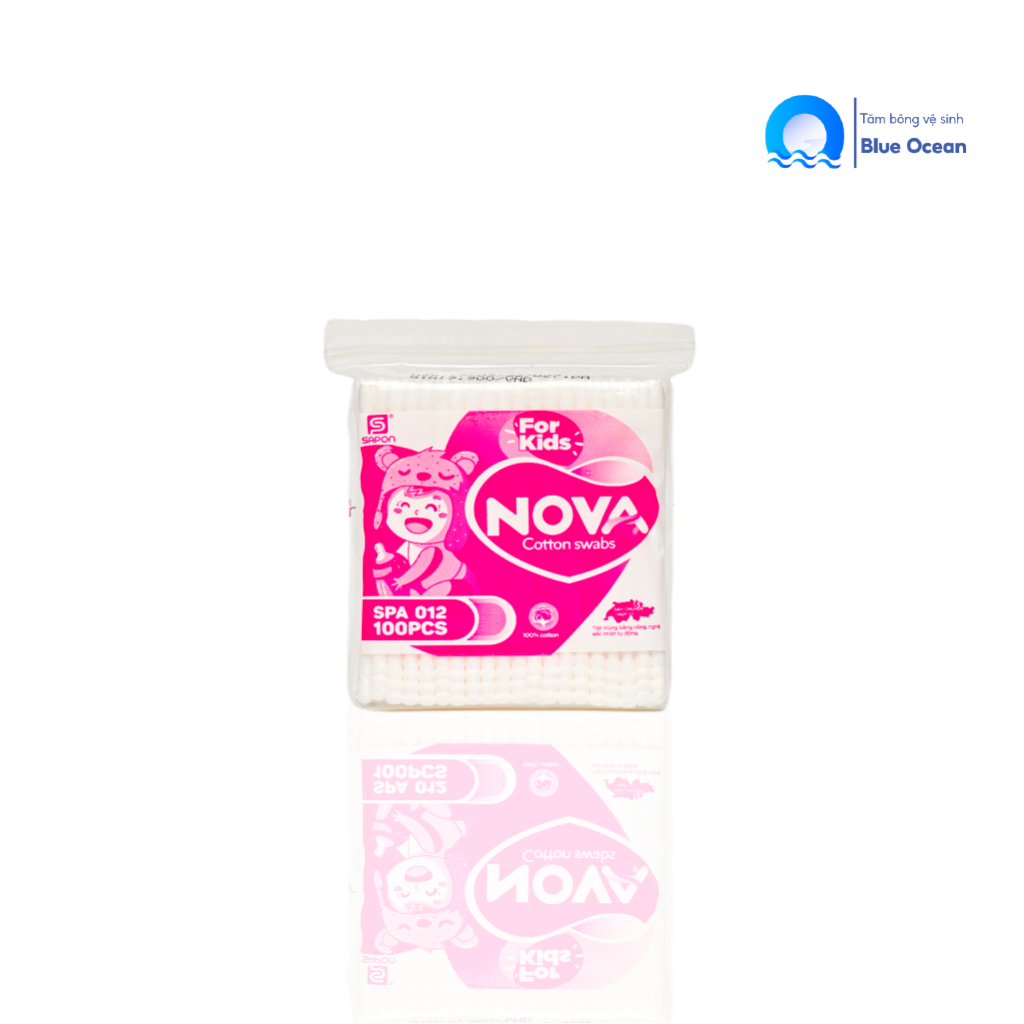 Tăm bông ngoáy tai trẻ em NOVA thân nhựa TB01-012 túi 100 que