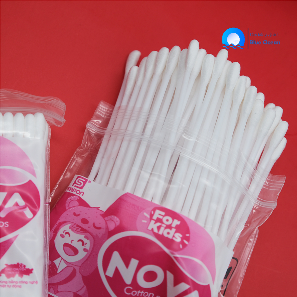 Tăm bông ngoáy tai trẻ em NOVA thân nhựa TB01-012 túi 100 que