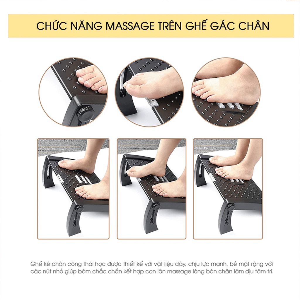 Ghế gác chân công thái học Việt Nam Cecila giúp massage thư giãn, tăng tuần hoàn máu, chống tê chân cho dân văn phòng