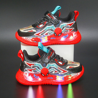 Giày siêu nhân nhện đỏ bé trai có đèn, giày đèn Led phát sáng , 2-12tuổi _ TT257