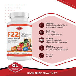 Viên Uống Olympian Labs F22 Multivitamin Bổ Sung Vitamin Và Khoáng Chất Cho Cơ Thể