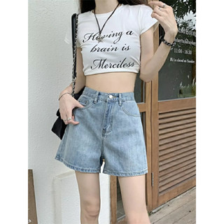 Quần ngố form rộng jean quần short jean ống rộng hàn quốc
