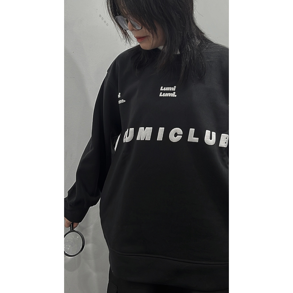 ÁO SWEATER ĐEN LUMICLUB TRẮNG NỔI D18 LUMIHOUSE