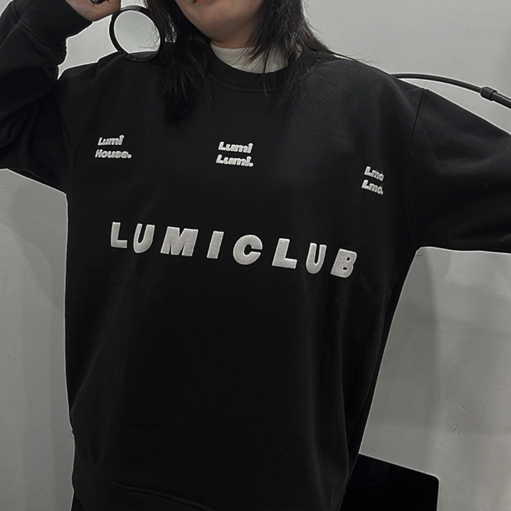 ÁO SWEATER ĐEN LUMICLUB TRẮNG NỔI D18 LUMIHOUSE