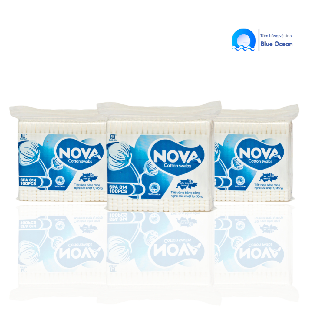 Tăm bông ngoáy tai người lớn NOVA thân nhựa TB01-014 túi 100 que