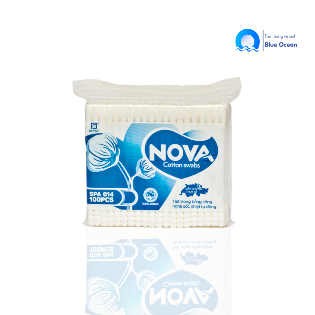 Tăm bông ngoáy tai người lớn NOVA thân nhựa TB01-014 túi 100 que