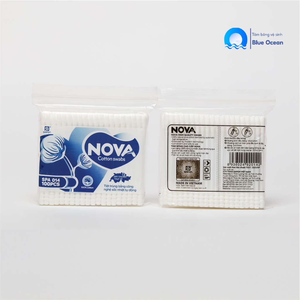 Tăm bông ngoáy tai người lớn NOVA thân nhựa TB01-014 túi 100 que