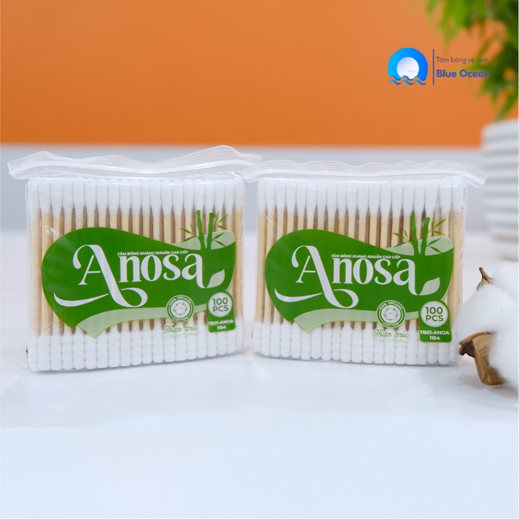 Tăm bông ngoáy tai người lớn ANOSA thân trúc TB01-154 túi 100 que