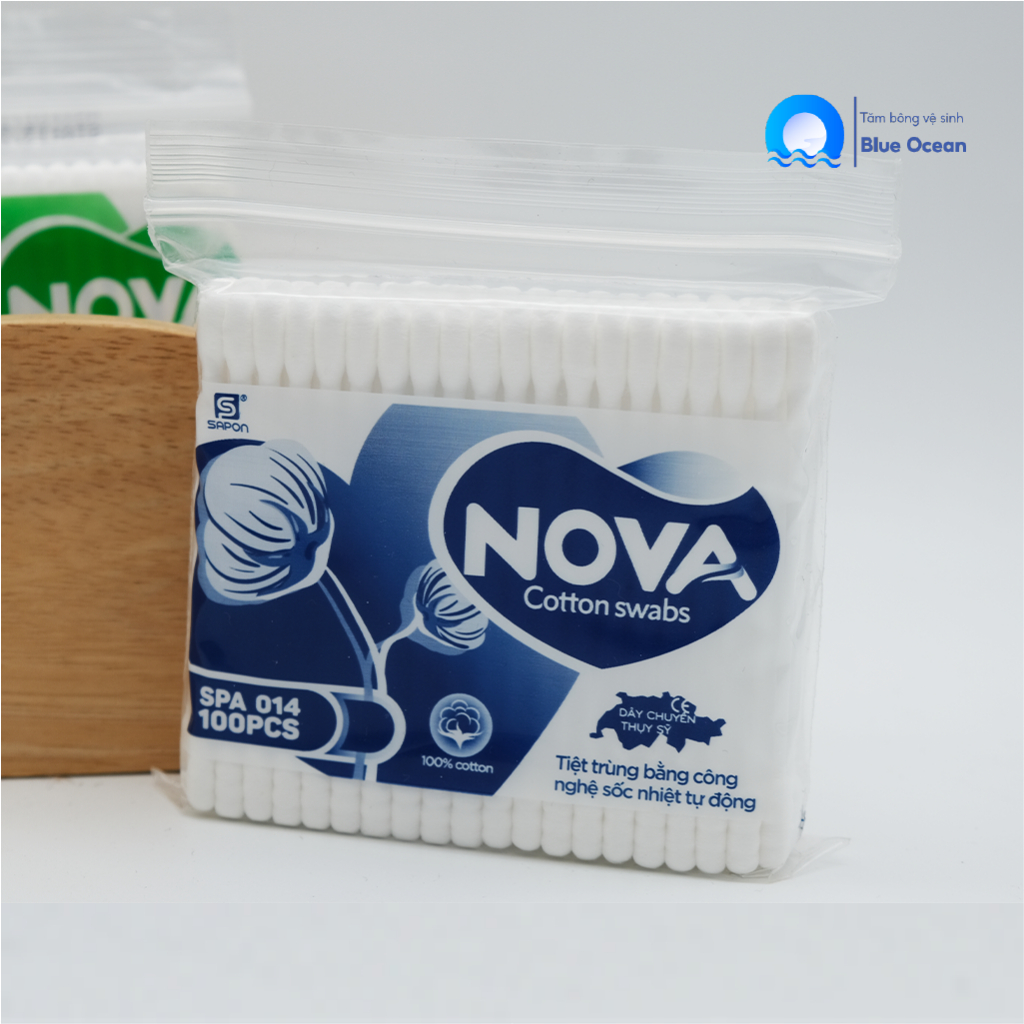 Tăm bông ngoáy tai người lớn NOVA thân nhựa TB01-014 túi 100 que