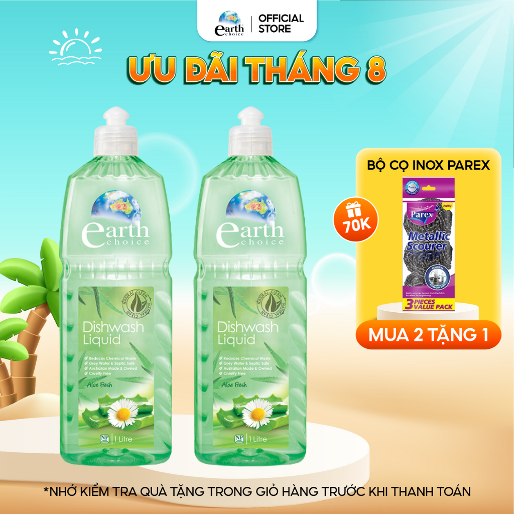 Combo 2 Nước Rửa Chén EARTH CHOICE Rửa Được Bình Sữa Cho Trẻ