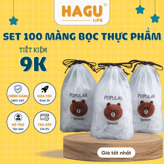 COMBO 100 Màng bọc thực phẩm PE túi gấu có chun bọc đồ ăn co giãn 013