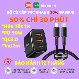 Cốc củ sạc nhanh baseus 30w cao cấp củ sạc nhanh 3 cổng usb type c cục sạc hỗ trợ qc 3.0, usb pd cho tablet/táo/android
