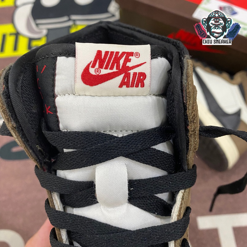 Giày sneaker nam nữ Jordan 1 high travis scott nâu phiên bản cao cấp da lộn giày Jordan cổ cao nâu