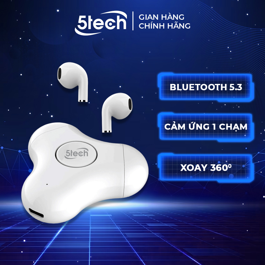 Tai nghe bluetooth 5TECH spin không dây, quay 360 độ, lọc tiếng ồn cho âm thanh sống động chơi game cực đã