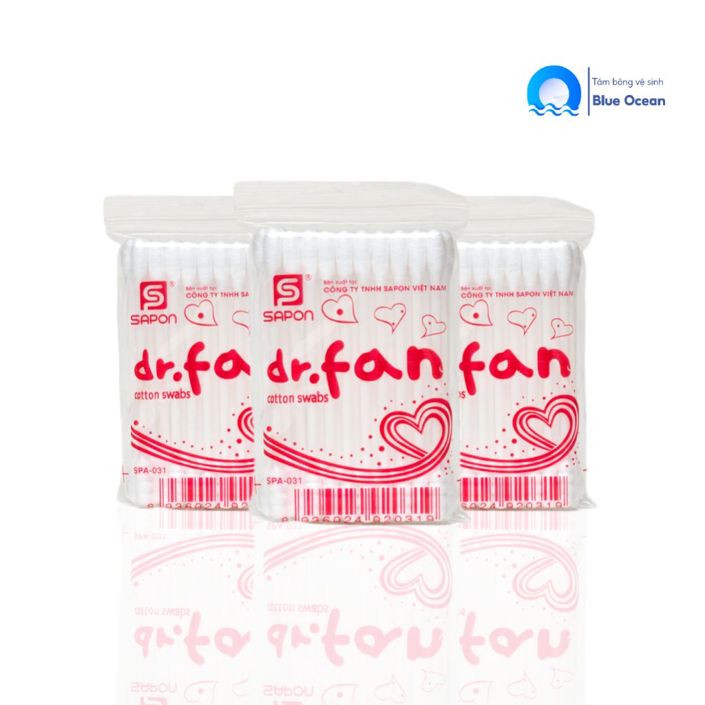 Tăm bông ngoáy tai người lớn DR.FAN thân nhựa TB01-031 túi 30 que