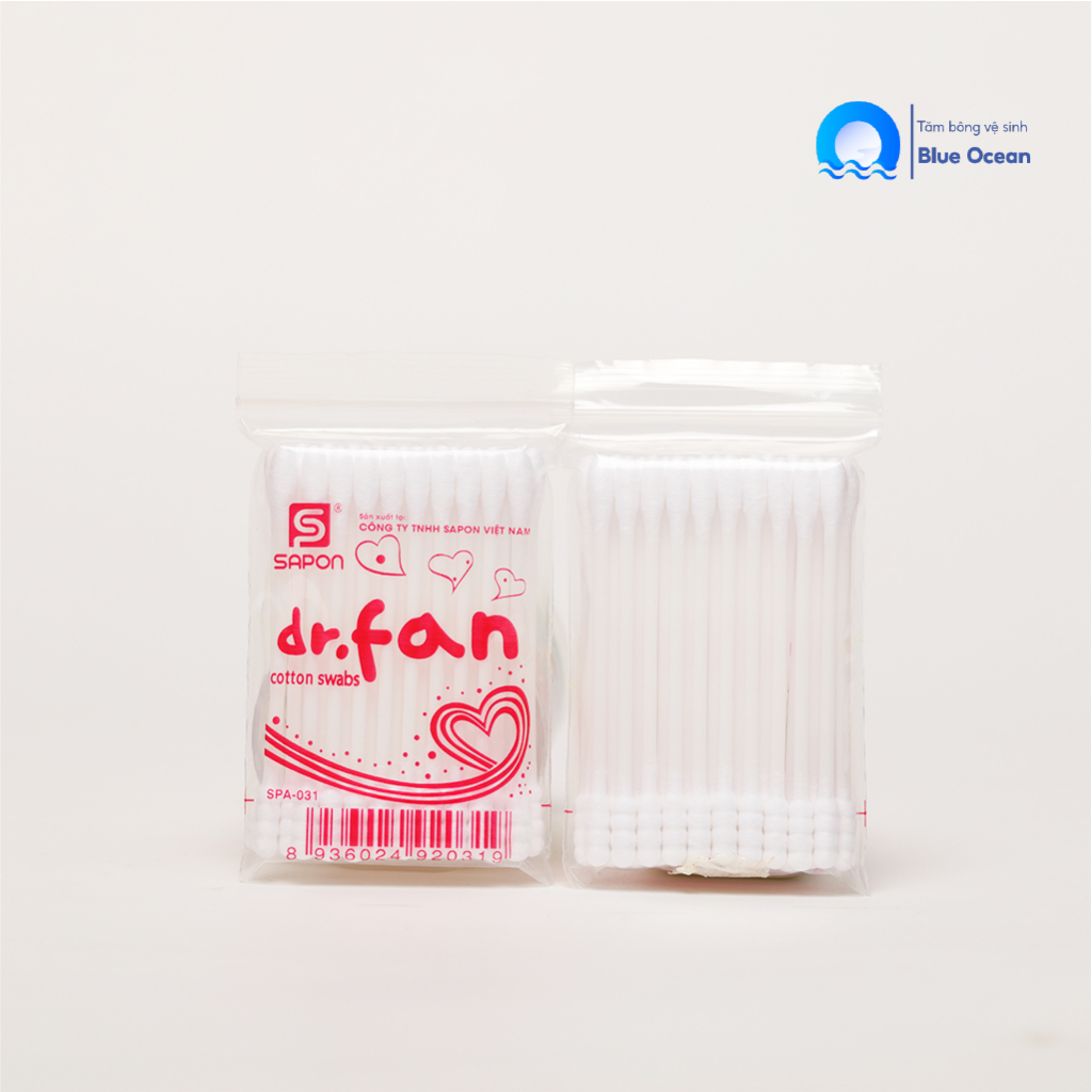 Tăm bông ngoáy tai người lớn DR.FAN thân nhựa TB01-031 túi 30 que