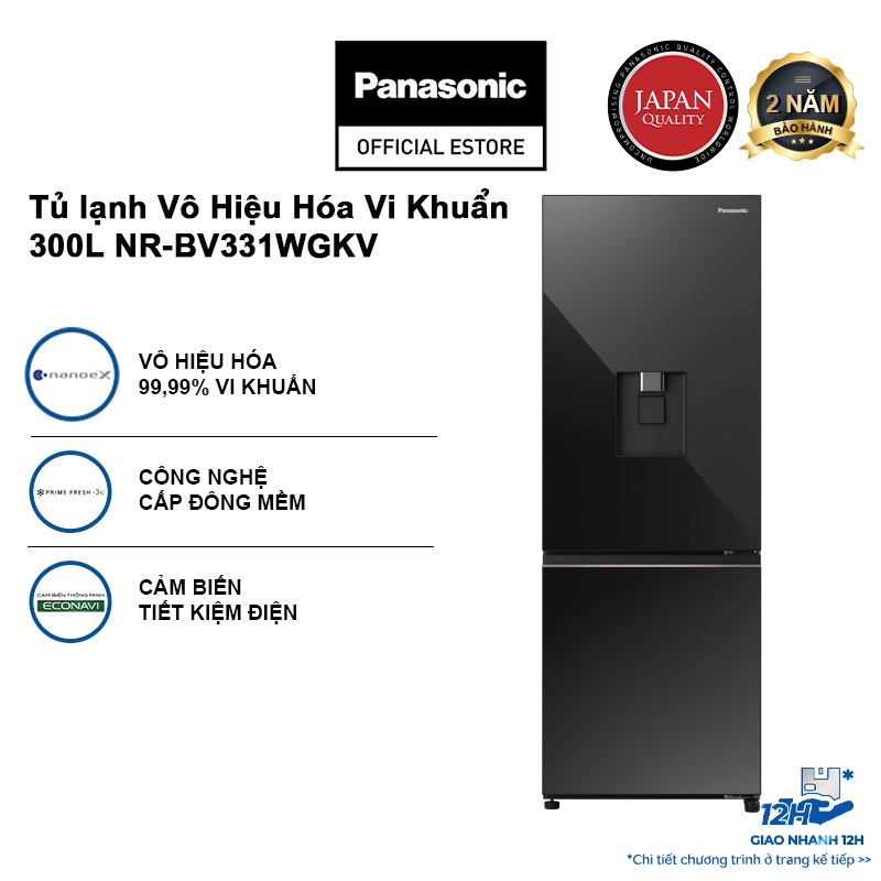 [TRẢ GÓP 0%] Tủ lạnh Panasonic Vô Hiệu Hóa Vi Khuẩn 300L NR-BV331WGKV Lấy Nước Ngoài-Ngăn Đá Dưới