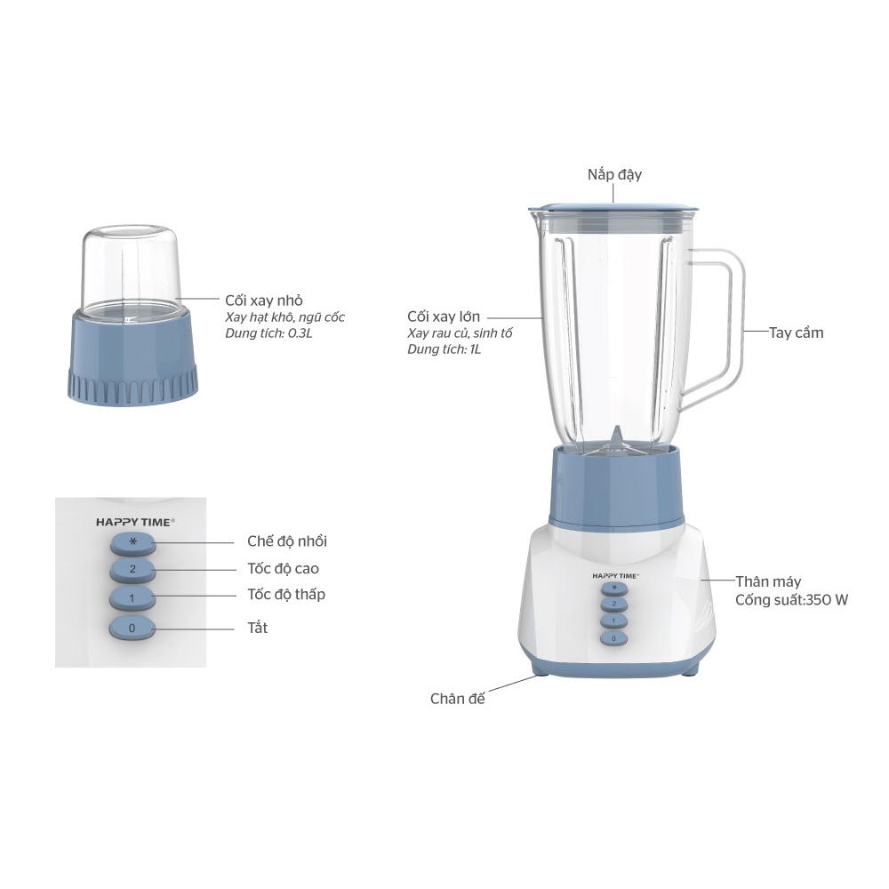 Máy Xay Sinh Tố Sunhouse HappyTime HTD5113G - Hàng Chính Hãng
