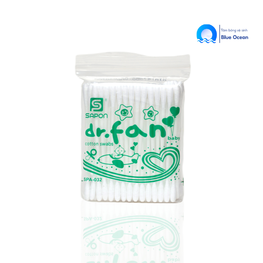 Tăm bông ngoáy tai trẻ em DR.FAN thân nhựa TB01-032 túi 60 que