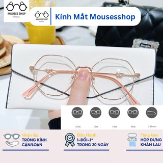 Gọng kính cận nam nữ Mousesshop chất liệu kim loại mắt đa giác thanh mảnh 2959