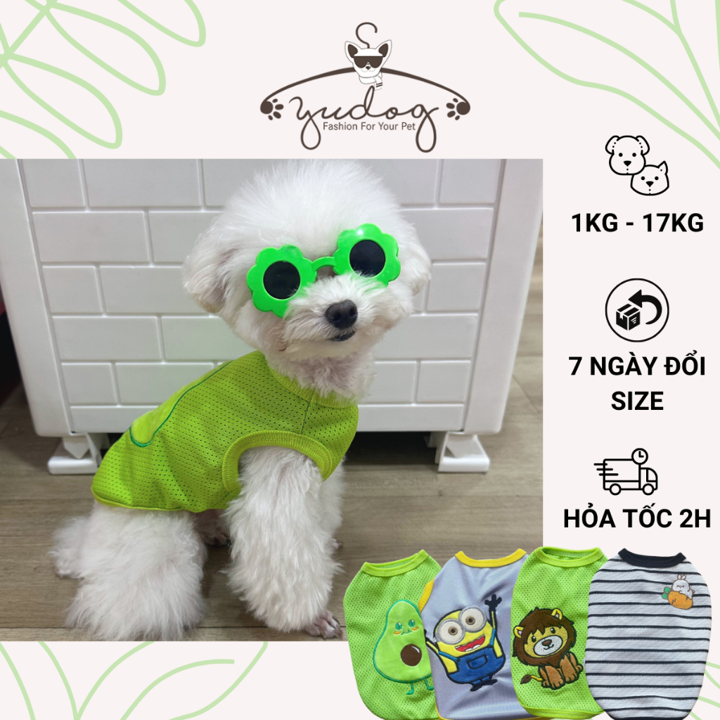 Áo thun của chó mèo yudog áo thun thêu sát nách mặc cho chó mèo