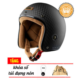 (Tặng Khóa) Mũ bảo hiểm Bulldog Heli Carbon Rubik siêu nhẹ