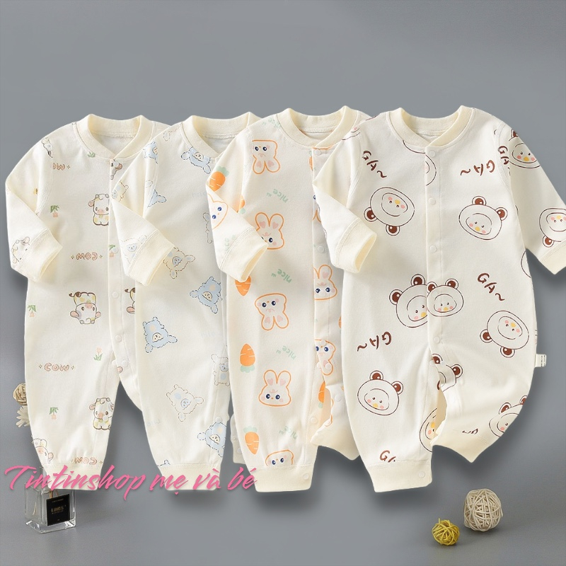 Bodysuit Body dài tay thun cotton Quảng Châu cho bé trai bé gái hàng xuất Hàn SLT36