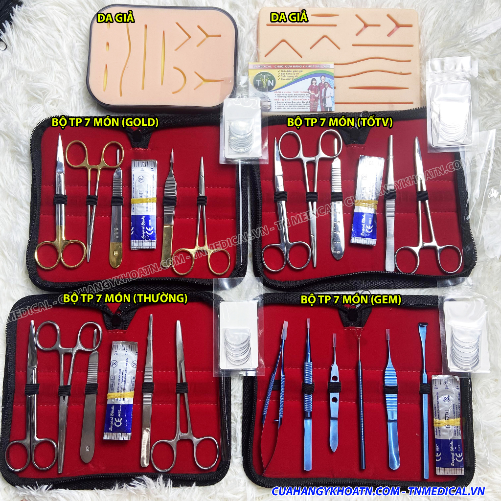 ☘ Bộ Tiểu Phẫu 7,13,14 Món Thường, Tốt, Cán Vàng Loại 12cm, 14cm, 16cm - TNMedical.vn