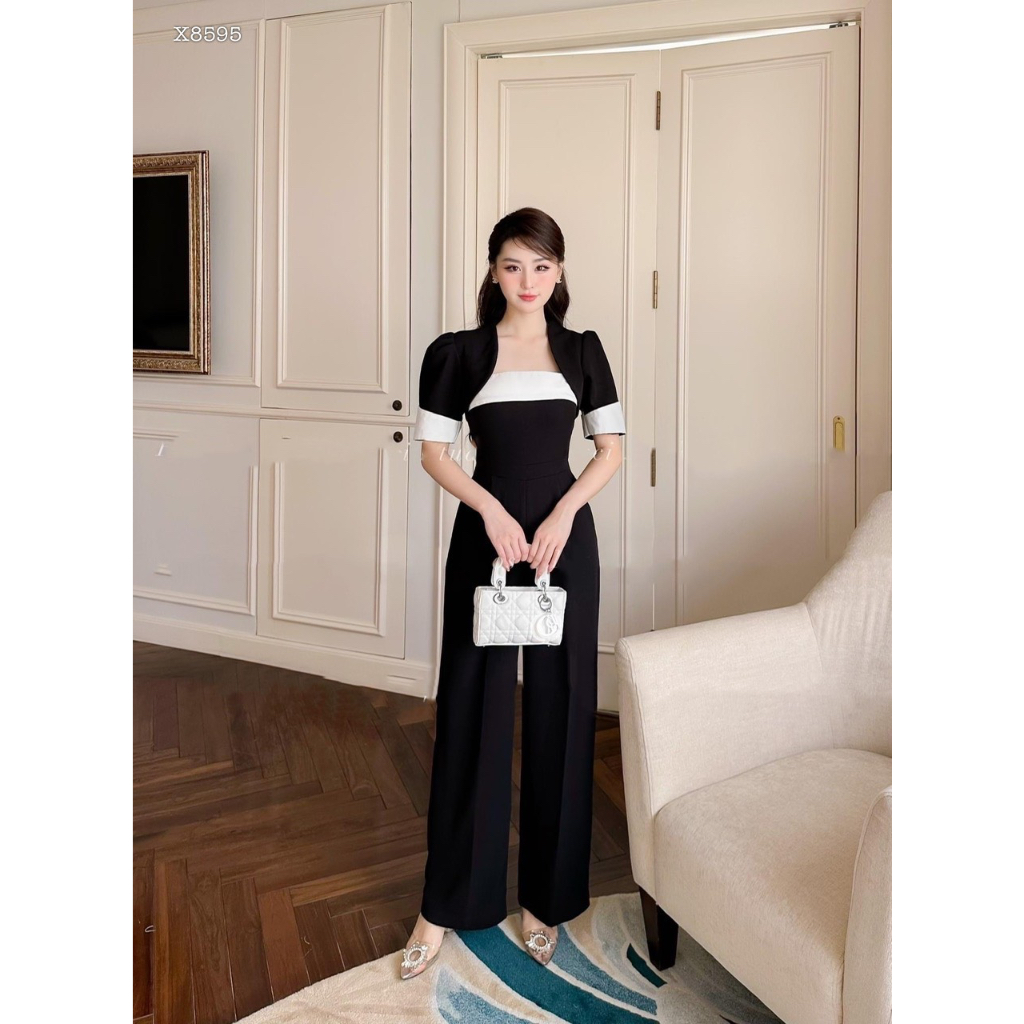 JUMPSUIT CỔ U QUẦN ỐNG RỘNG