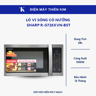 Lò vi sóng có nướng sharp r-g728xvn-bst - 28l 1100w - bảo hành 12 tháng toàn quốc