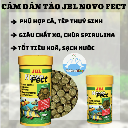 Thức ăn viên dán chứa tảo JBL Novofect - Cám dán cao cấp bổ sung tảo spirulina cho cá thuỷ sinh