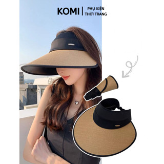 Mũ chống nắng đi biển KOMI nón lưỡi trai nửa đầu vành rộng thời trang mùa hè cho nữ