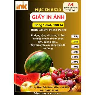 Giấy in ảnh 135g a4 1 mặt bóng -mực in asia
