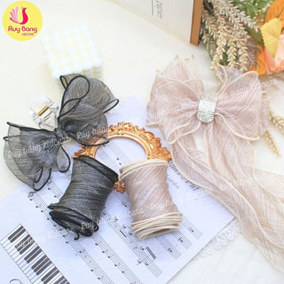 Cuộn 2m - Ruy băng voan xước viền lượn sóng 6cm dùng làm nơ kẹp tóc, nơ trang trí...