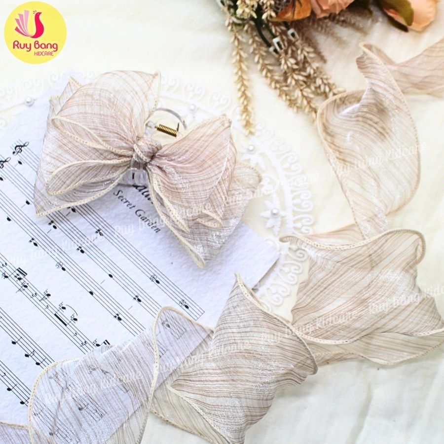 Ruy băng voan xước viền lượn sóng 6cm dùng làm nơ kẹp tóc, nơ trang trí...