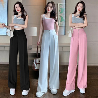 QUẦN SUÔNG CẠP CAO GEN BỤNG KHÓA TRƯỚC, QUẦN VẢI ỐNG RỘNG KHOÁ ĐỒNG SANG XỊN SIÊU HÁCH DÁNG