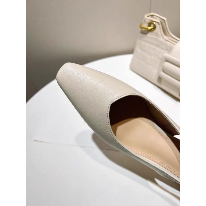 Giày công sở da mềm quai hậu, giày hở gót, gót vuông 7cm mã OC12