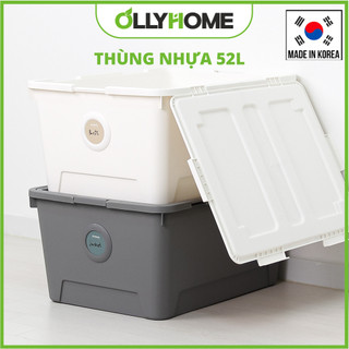 Thùng đựng đồ ollyhome, thùng nhựa đựng đồ đa năng có nắp dung tích 52l 2 màu phong cách hàn quốc st22