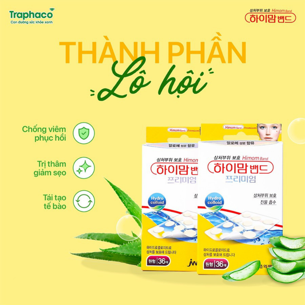 Miếng dán mụn lô hội Himom Band chính hãng hàn quốc 3x12x1cm