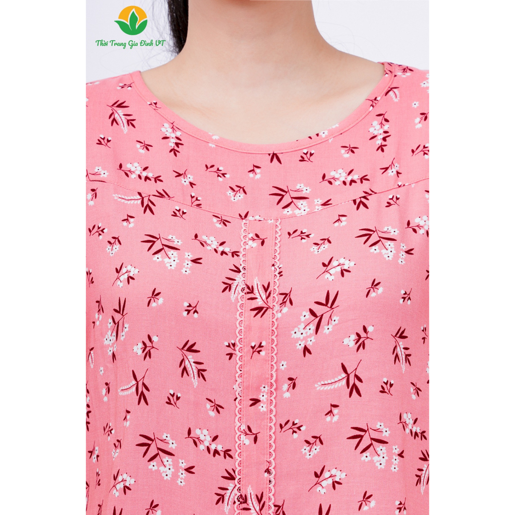 Bộ lanh mặc nhà trung niên mùa hè thời trang Việt Thắng quần lửng, áo cộc tay - B06.2309
