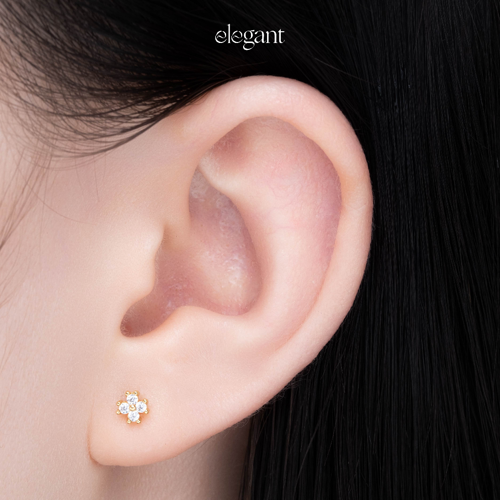 Khuyên tai đá màu LUCKY GOLDEN LEAF Elegant