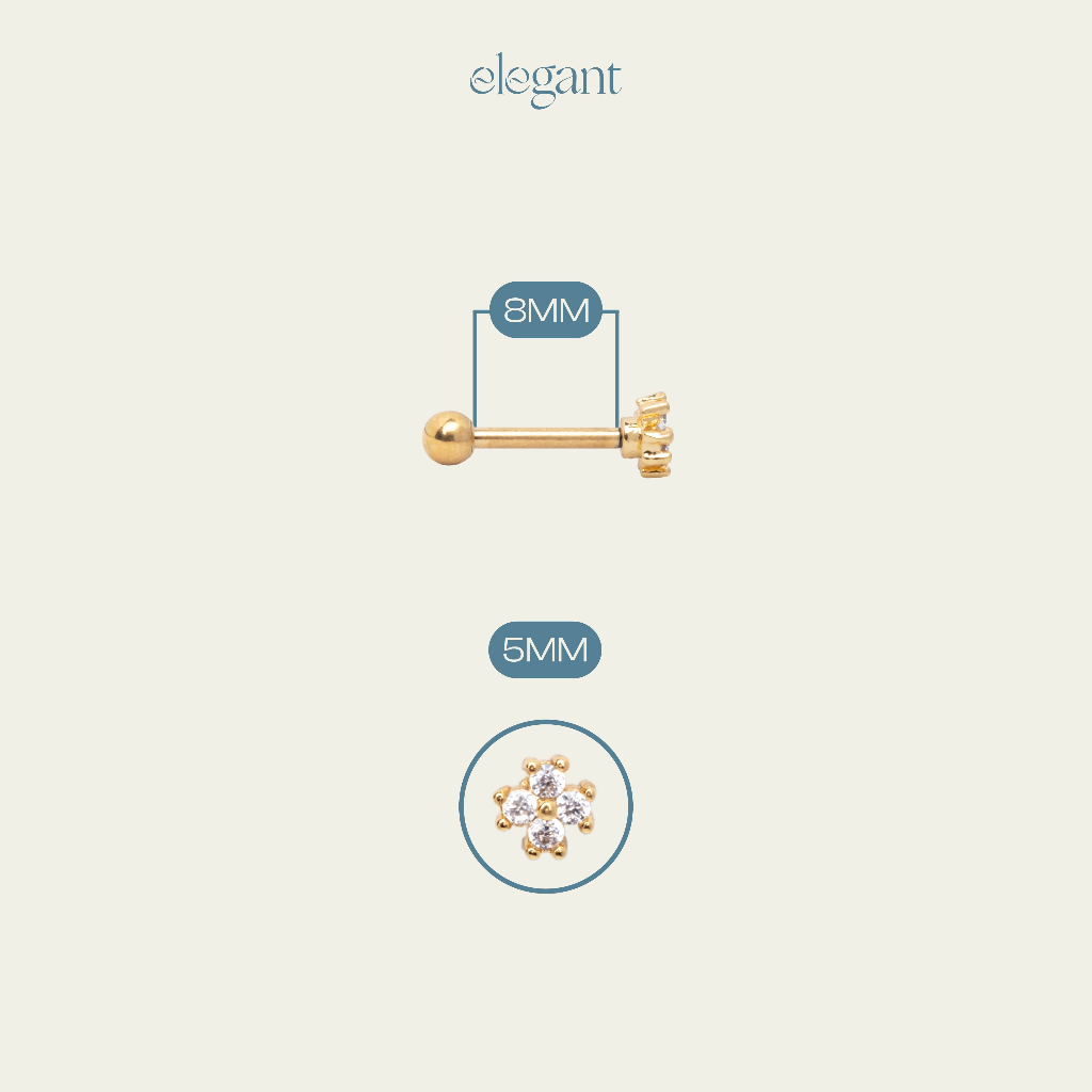 Khuyên tai đá màu LUCKY GOLDEN LEAF Elegant