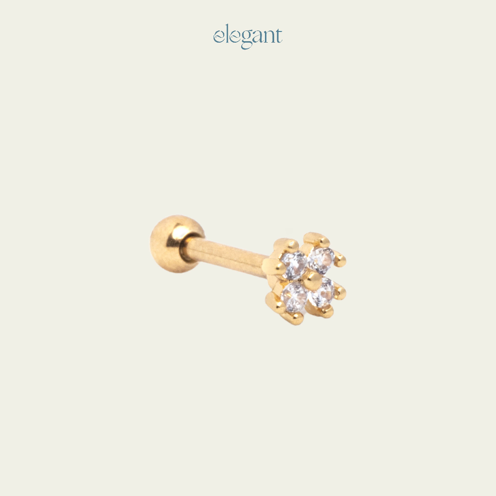 Khuyên tai đá màu LUCKY GOLDEN LEAF Elegant