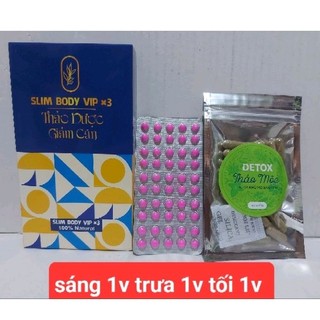 Combo slim body vip x3 giảm cân siêu tốc thanh lọc thải mỡ liệu trình 30 ngày