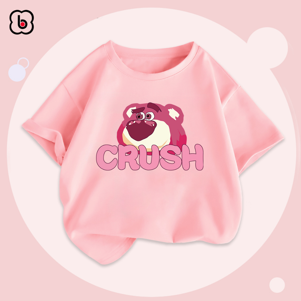 Áo thun bé gái BabyloveGO áo phông cộc tay chất cotton mềm mịn thoáng mát in hình gấu Lotso