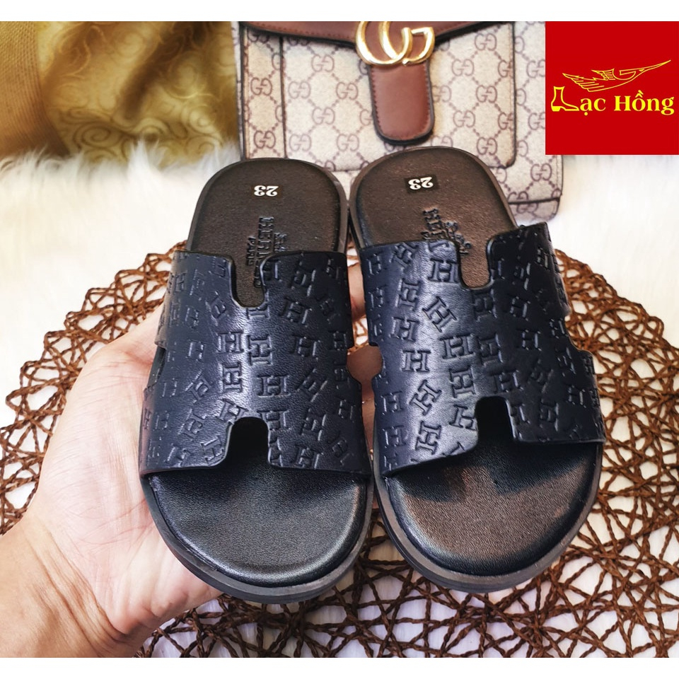 Dép lê quai H Chất Da trẻ em chữ H Da sần cho bé sz 22-36