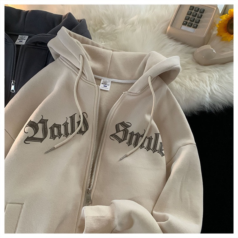 Áo hoodie zip nam nữ , áo khoác nam nữ chất nỉ bông 2 lớp in chữ MILE | BigBuy360 - bigbuy360.vn