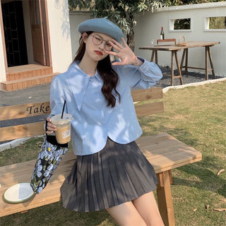 Áo Sơ mi nữ Croptop cổ sen chất Thô lụa mềm Vivienne house