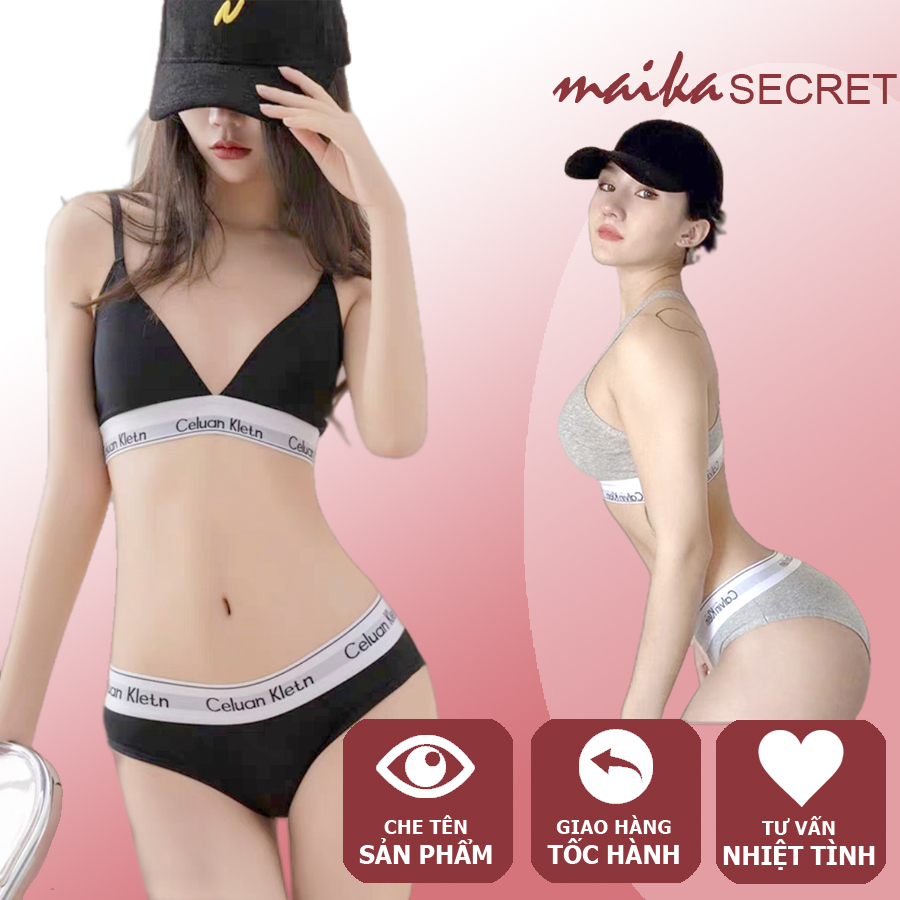Bộ quần áo lót cotton cao cấp nhiều kiểu dáng CK - Bộ đồ lót thể thao có đệm mút - Áo lót CK thể thao - Quần lót CK